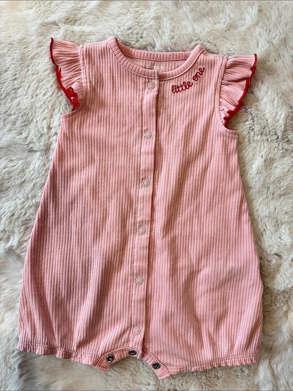 Carter's Baby Girl 'Little One' Rib Short-Sleeve Romper